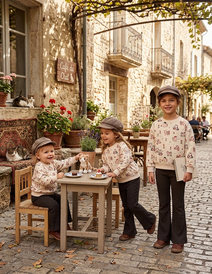 Conjunto Sudadera Gatos y Pantalón Acampanado Niña | Moda Infantil | Sonajero Kids