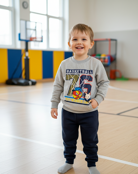Conjunto Gris Marino Basketball