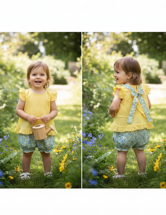 Conjunto Plumetti Flores Amarillo