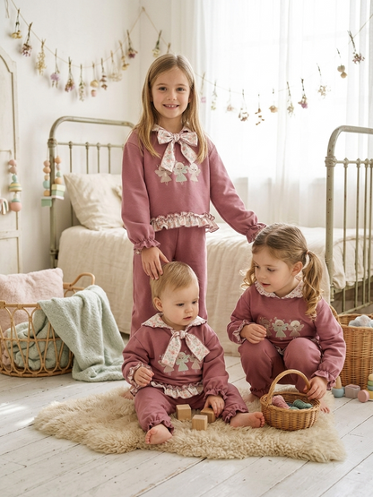 Chándal Niña Rosa Empolvado Hadas | Conjunto Infantil Cuento | Sonajero Kids