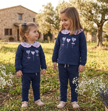 Chándal Infantil Corazones Azul Marino | Moda Bebé | Sonajero Kids