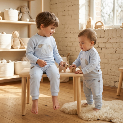 Conjunto Bebé Azul Perrito Friends | Calamaro | Sonajero Kids