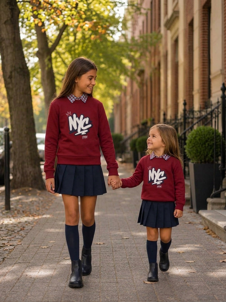 Conjunto Niña Preppy NYC Granate y Marino | Sonajerokids