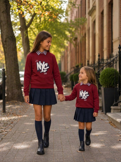 Conjunto Niña Preppy NYC Granate y Marino | Sonajerokids