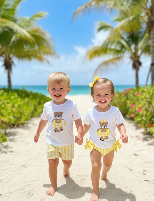 Conjunto Niña Baño Oso Verano