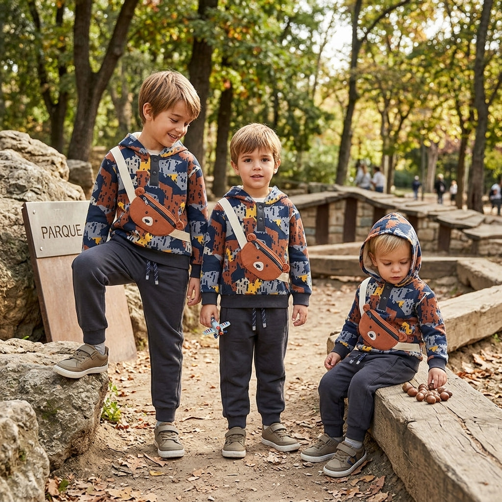 Conjunto Sudadera Oso y Pantalón Jogger para Niño | Moda Infantil | Sonajero Kids