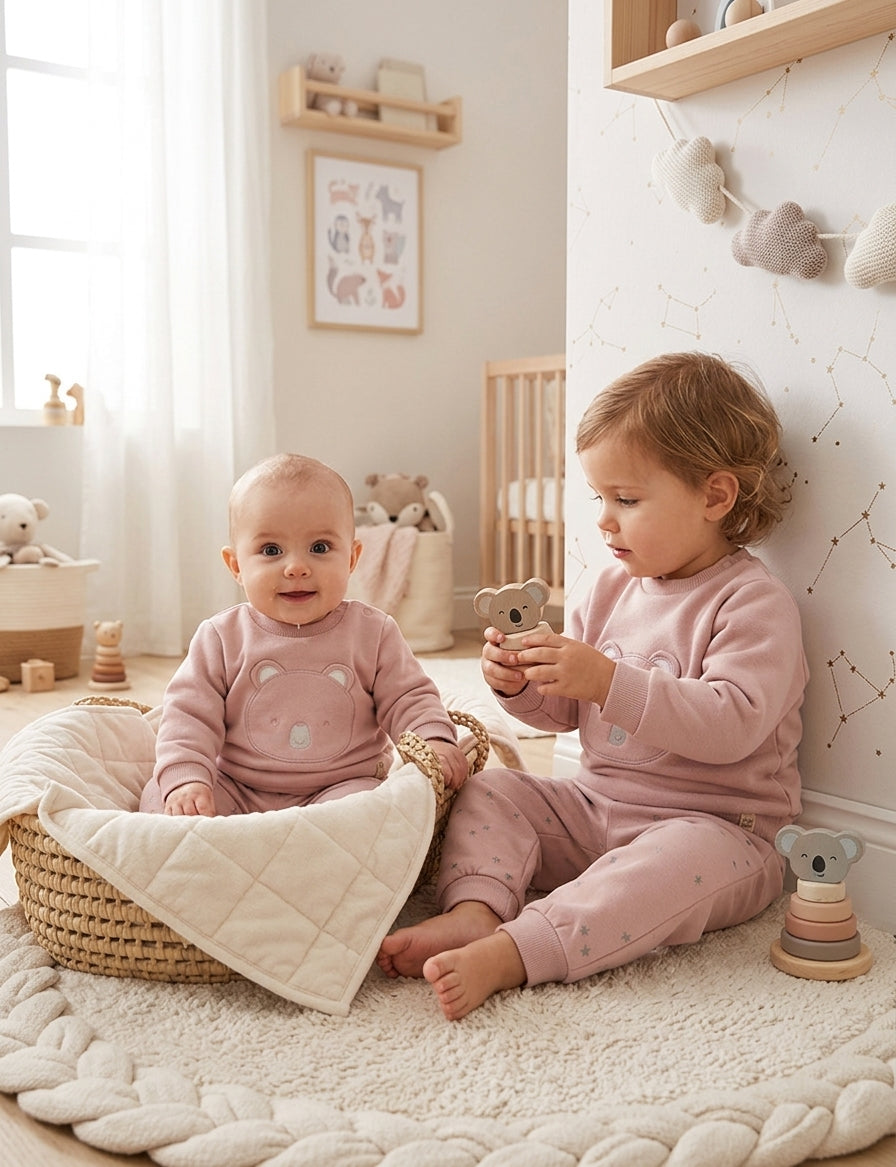 Chándal Bebe y Niña Rosa Koala - Suave y Cómodo | Sonajero Kids