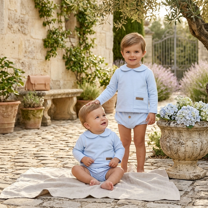 Conjunto Dos Piezas Azul Dulce para Bebé y Niño | Calamaro Baby | Sonajero Kids