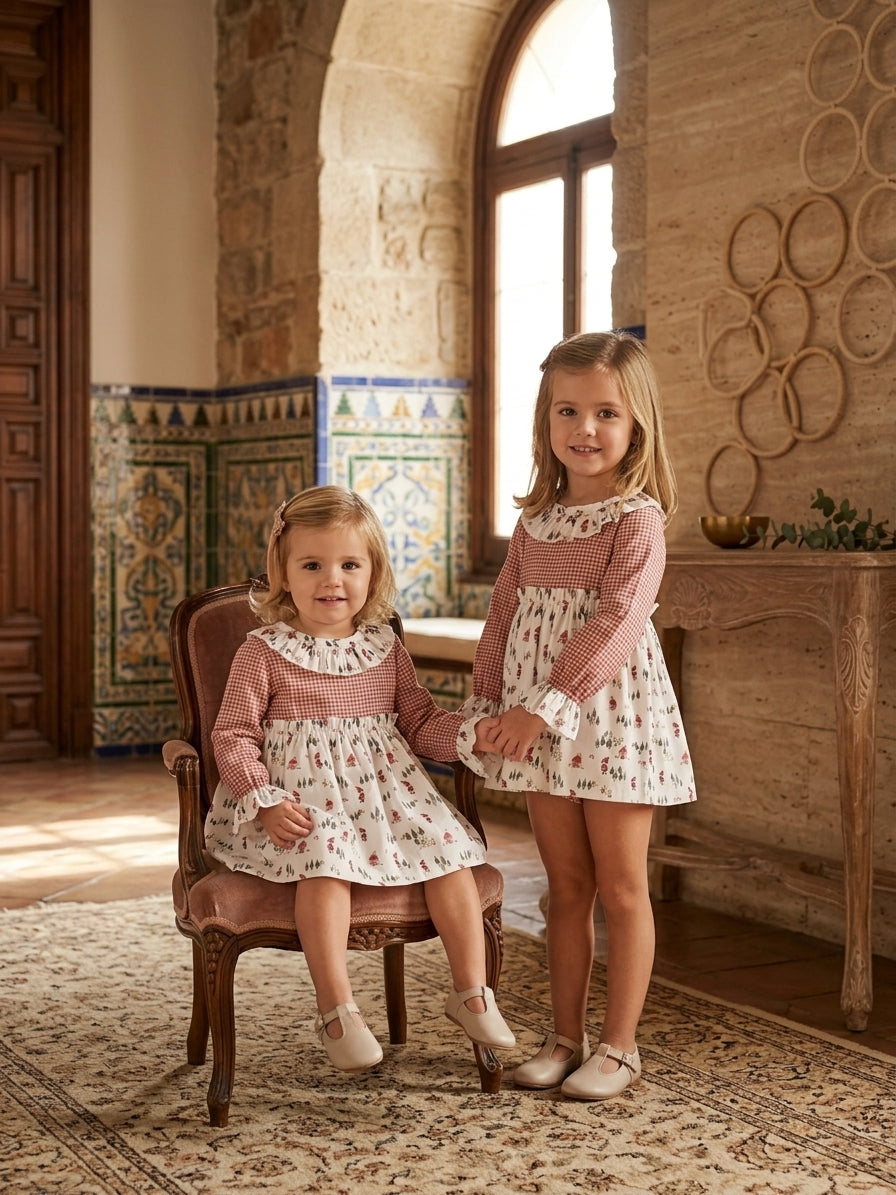 Conjunto Infantil Cuadros Vichy y Estampa Navideña | Moda Infantil | Sonajero Kids