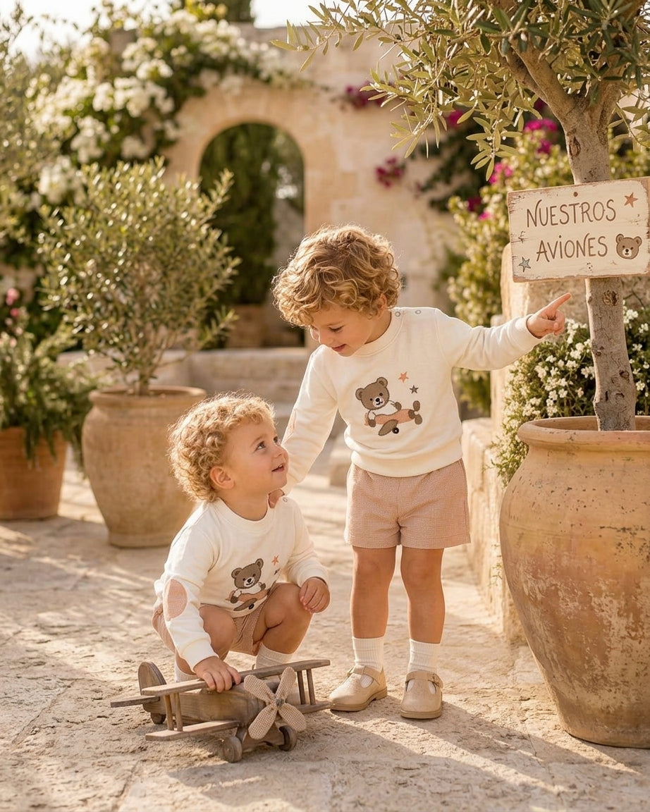 Conjunto Infantil Oso Aviador | Moda Clásica para Bebé y Niño | Sonajero Kids