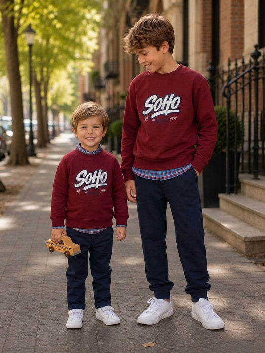 Conjunto Infantil Burdeos y Marino | Moda Niños Sonajero Kids