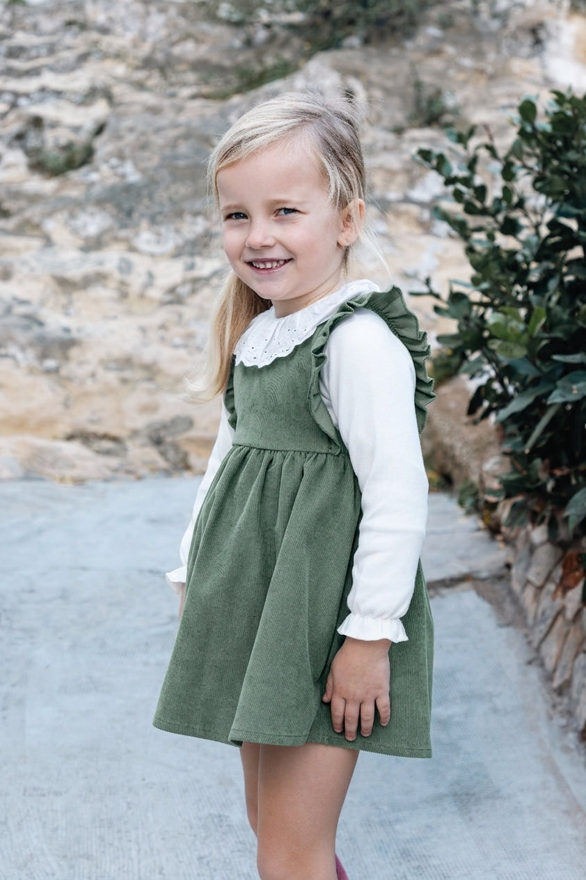 Pichi de Pana Verde para Niña | Moda Infantil Clásica| Somajero Kids