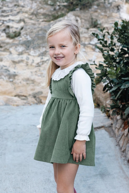 Pichi de Pana Verde para Niña | Moda Infantil Clásica| Somajero Kids