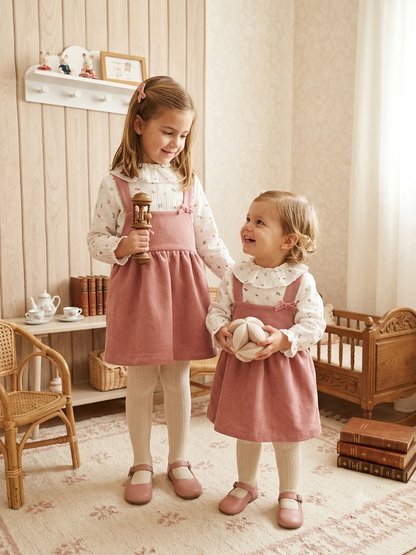 Conjunto Pichi Pana Rosa y Blusa Bambula Niña | Sonajero Kids