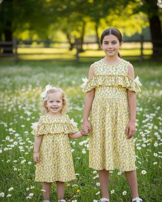 Vestido Niña Flores Amarillo