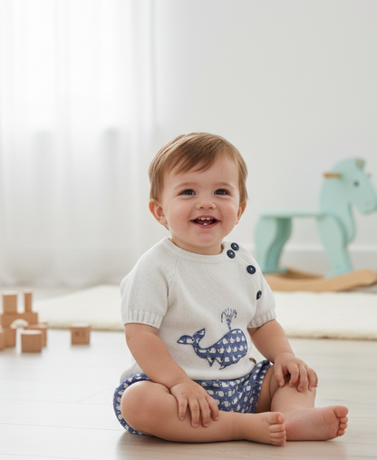 Conjunto 26200 Ballenas Blco Azul