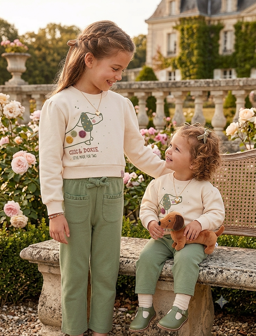 Conjunto a juego de punto y pantalón para niña | Sonajero Kids