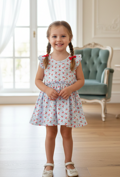 Vestido Cerezas Celeste