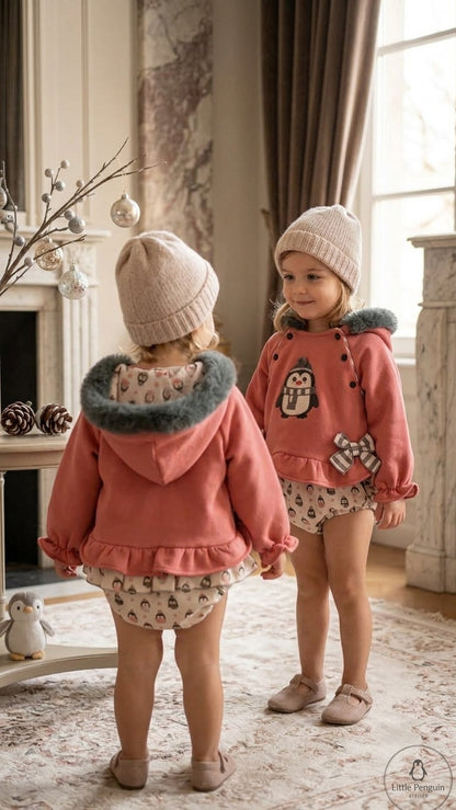 Conjunto Infantil Rosa de Pingüino | Moda Infantil | Sonajero Kids