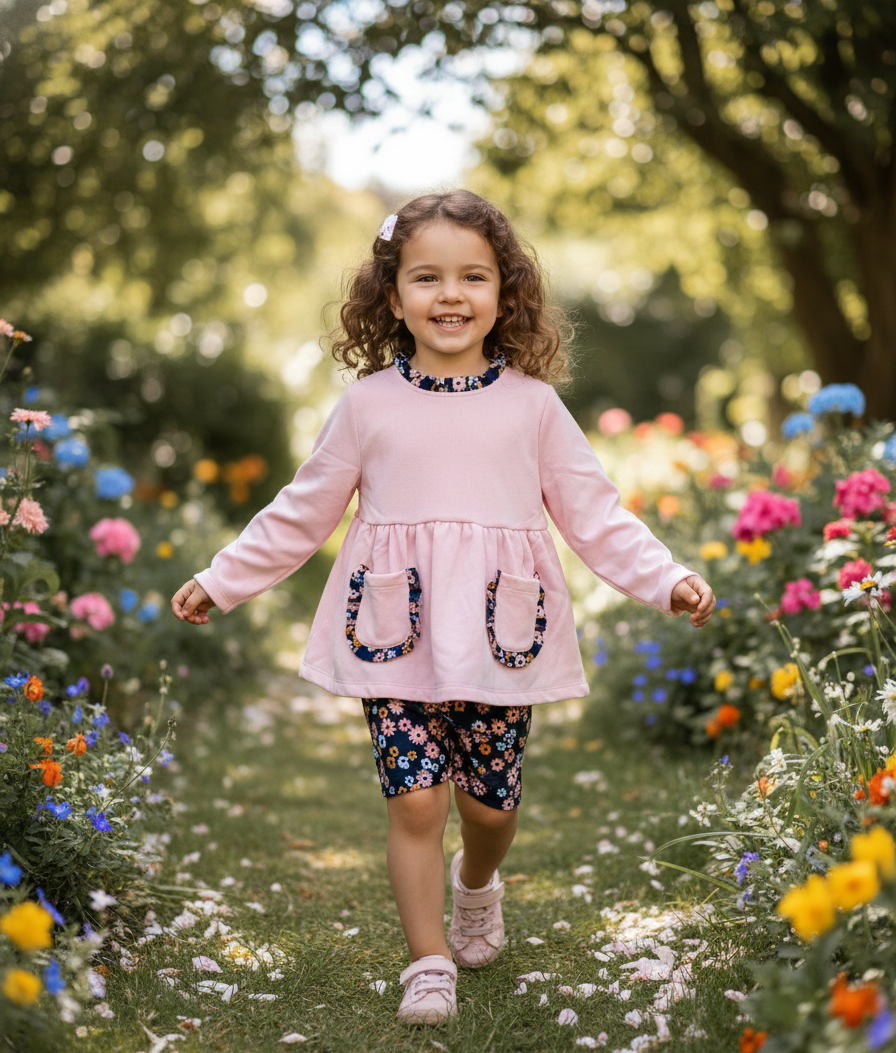 Conjunto Short Flores Rosa