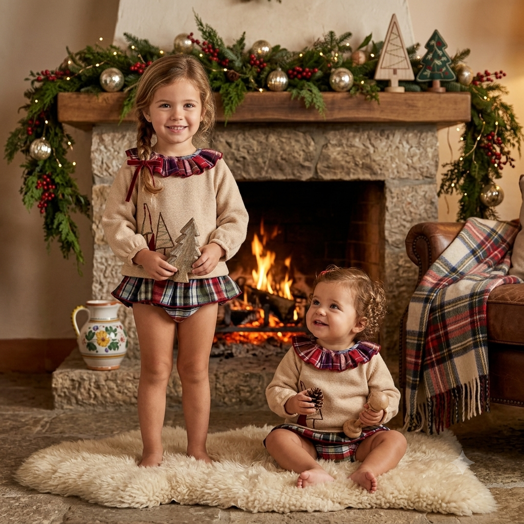 Conjunto Infantil de Punto y Cuadros Escoceses | Sonajero Kids