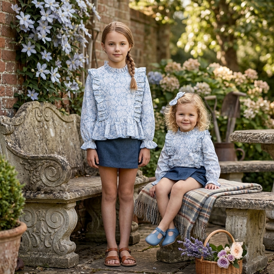 Conjunto Blusa Floral y Falda-Pantalón | Sonajero Kids