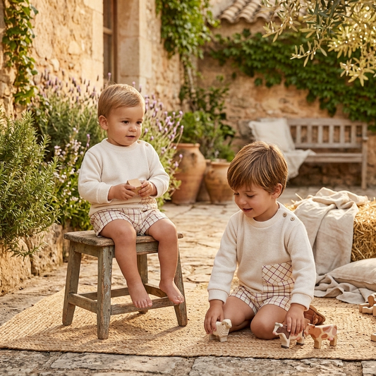 Conjunto Bebe Punto y Cuadros Calamaro | Sonajero Kids