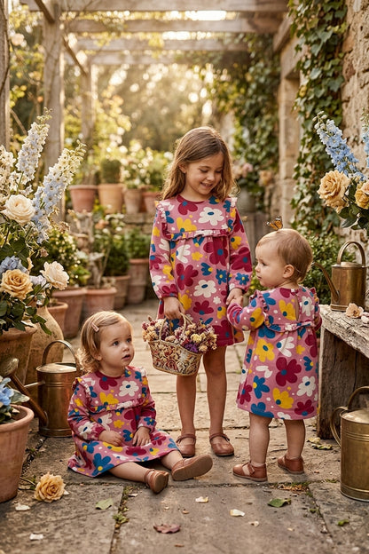 Vestido Infantil "Jardín Alegre" - Flores Retro | Sonajero Kids