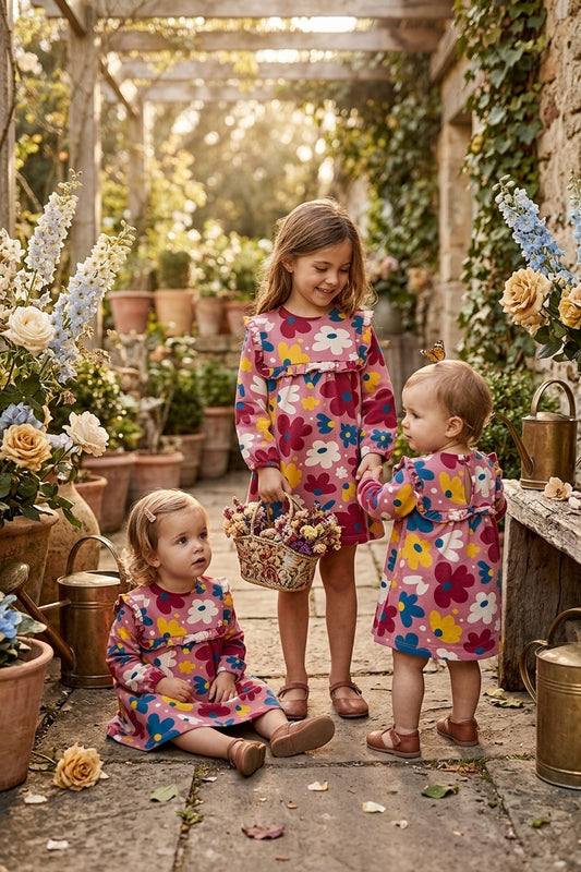 Vestido Infantil "Jardín Alegre" - Flores Retro | Sonajero Kids
