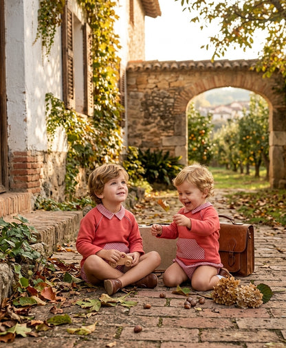 Conjunto Infantil Rojo con Cuadros Gingham | Moda Bebé y Niños | Sonajero Kids