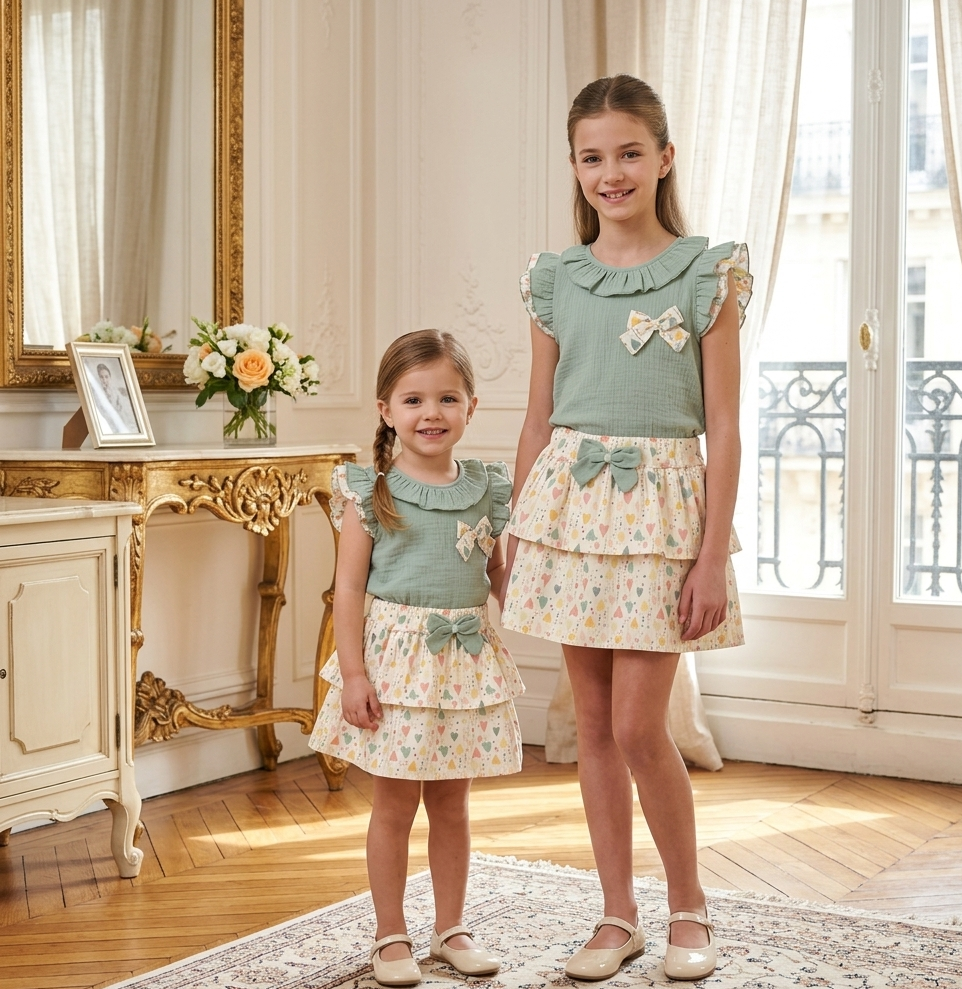 Conjunto Falda Corazon De Menta