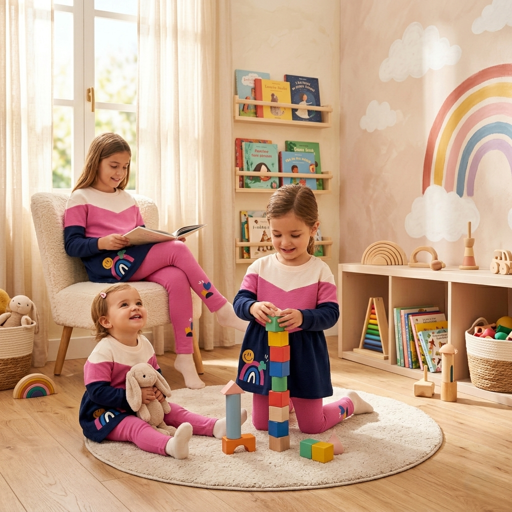 Conjunto de Túnica y Leggings Multicolor Arcoíris | Sonajero Kids