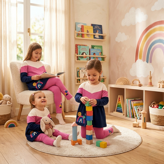 Conjunto de Túnica y Leggings Multicolor Arcoíris | Sonajero Kids