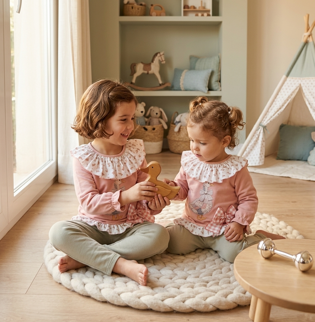 Conjunto Sudadera Rosa Oca y Pantalón Verde | Moda Infantil | Sonajero Kids