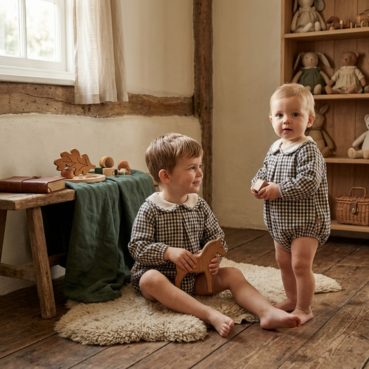 Pelele Bebé Cuadro Vichy Otoño Invierno | Sonajero Kids