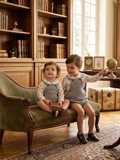 Conjunto Infantil Pelele Pana Gris y Camisa | Moda Infantil | Sonajero Kids