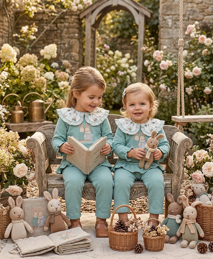 Conjunto Verde Agua Conejitos para Bebé | Moda Infantil | Sonajero Kids
