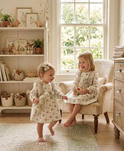 Vestido Conejitos con Volantes Vichy Verde | Moda Infantil | Sonajero Kids