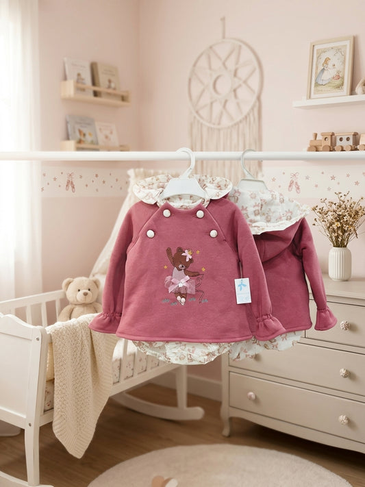 Jesusito Niña Rosa con Bordado de Bailarina | Ropa Infantil