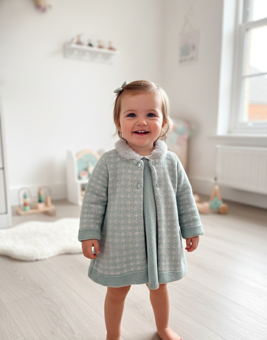 Conjunto Abrigo Vestido Pon Verde