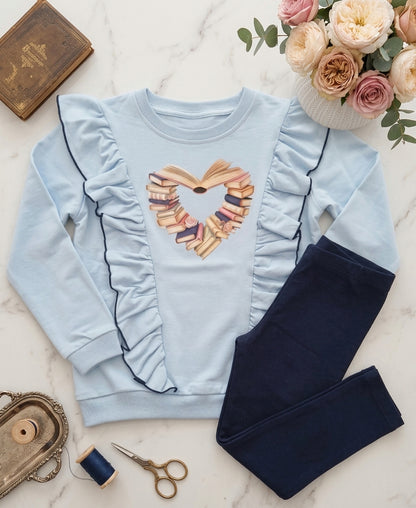 Conjunto Leggins Libro Corazon Celeste