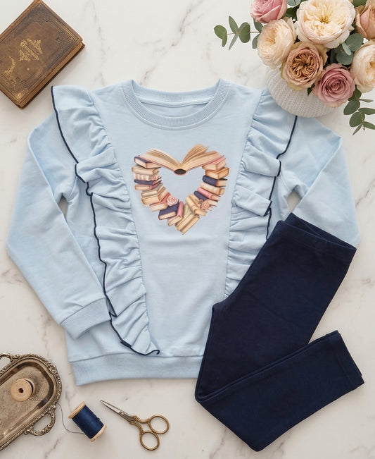 Conjunto Leggins Libro Corazon Celeste