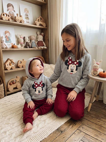 Conjunto Chándal Minnie Mouse Niña Gris y Granate | Sonajero Kids