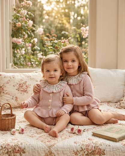 Conjunto 3 Piezas Punto Rosa y Flores Bebé y Niña | Sonajero Kids