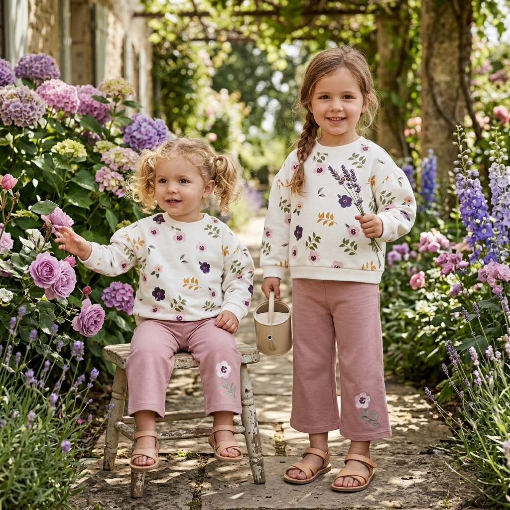 Conjunto Sudadera Floral y Pantalón Rosa Niña | Sonajero Kids