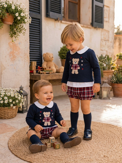 Conjunto Infantil Oso Estrellas  y Cuadros | Moda Infantil | Sonajero Kids