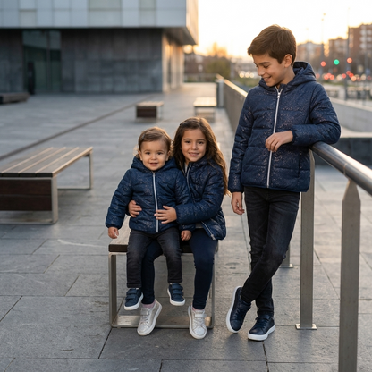 Chaquetón Acolchado Azul Marino con Capucha | Sonajero Kids