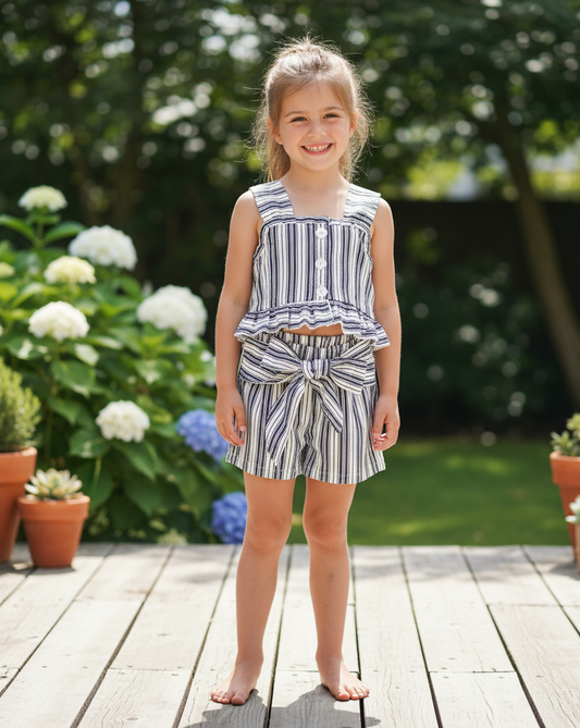 Conjunto Short Rayas Marino