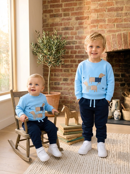 Conjunto Chándal Infantil Azul y Marino Perritos | Sonajero Kids