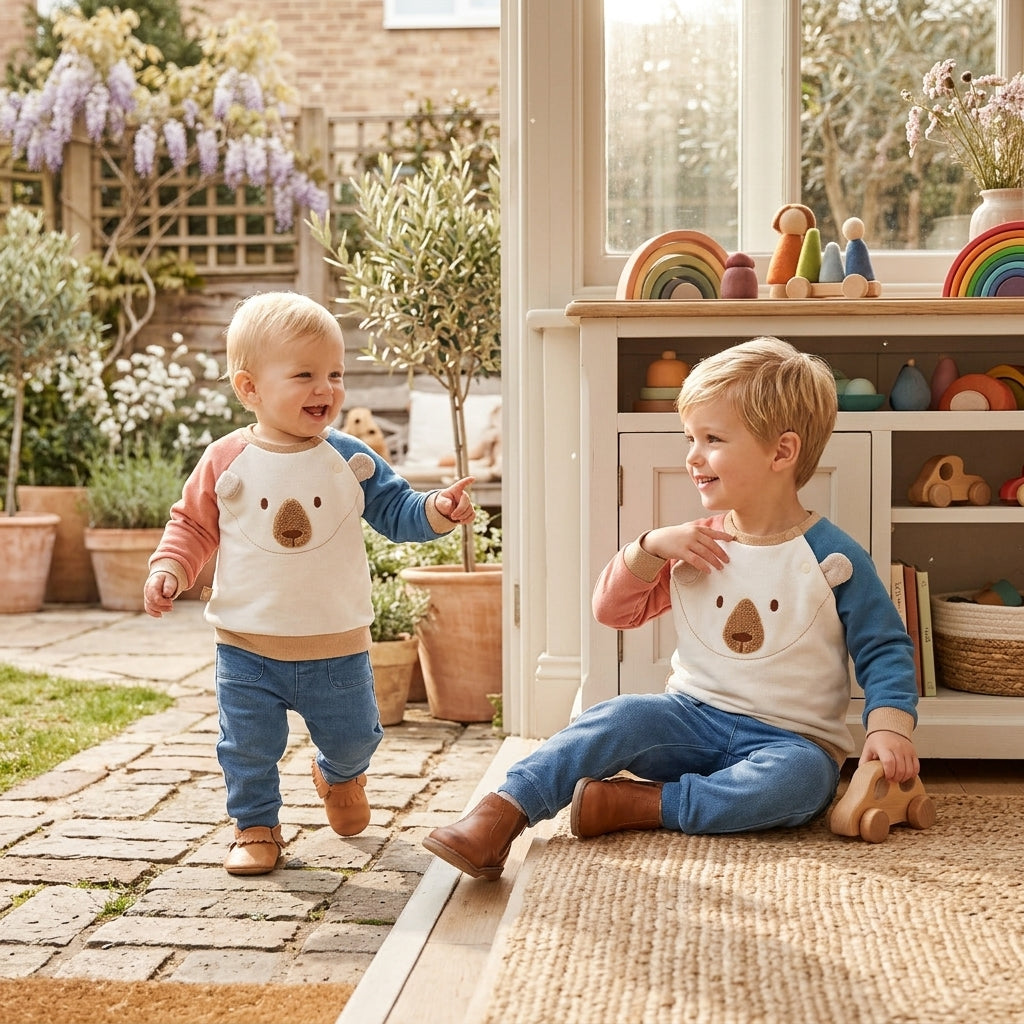 Conjunto Infantil Sudadera Oso y Pantalón Denim | Moda Bebé | Boboli | Sonajero Kids